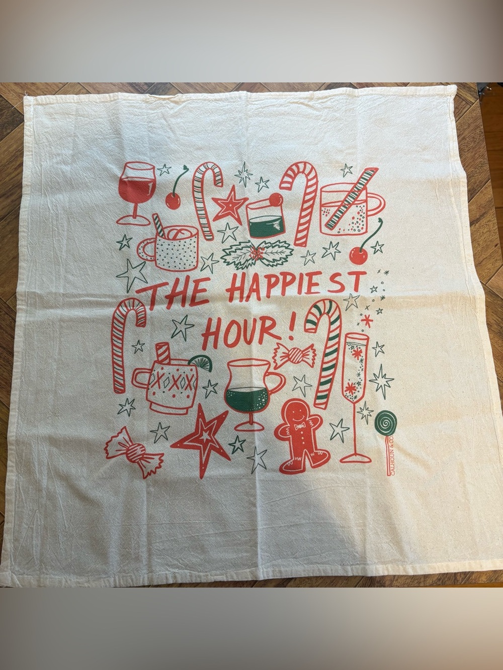 The Happiest Hour Christmas Tea Towel
